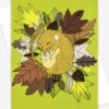 Photo of a Dormouse card featuring an illustration of a Dormouse hibernating on autumn leaves