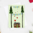 lllustration of a wooden love shack with bunting above saying 'Just married'