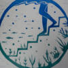 close up of wild swimming lino print